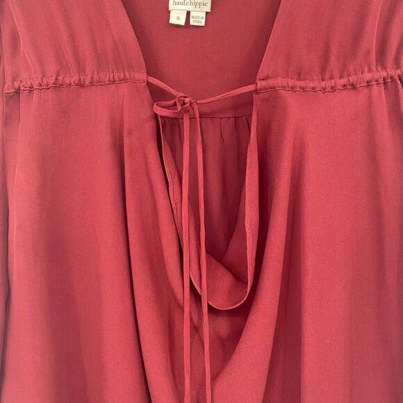 Haute Hippie Women's Silk Burgundy Red Draped Front Blouse Size Small - Picture 10 of 12